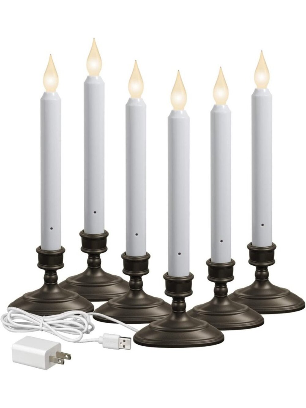 Bright Dusk to Dawn Sensor Window Candles - Bronze, 6 Pack for Home Decor
